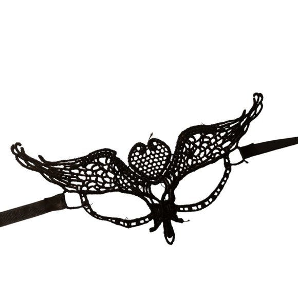 Black Heart and Wings Lace Mask Carnival Masquerade Halloween Taboo - Picture 1 of 1
